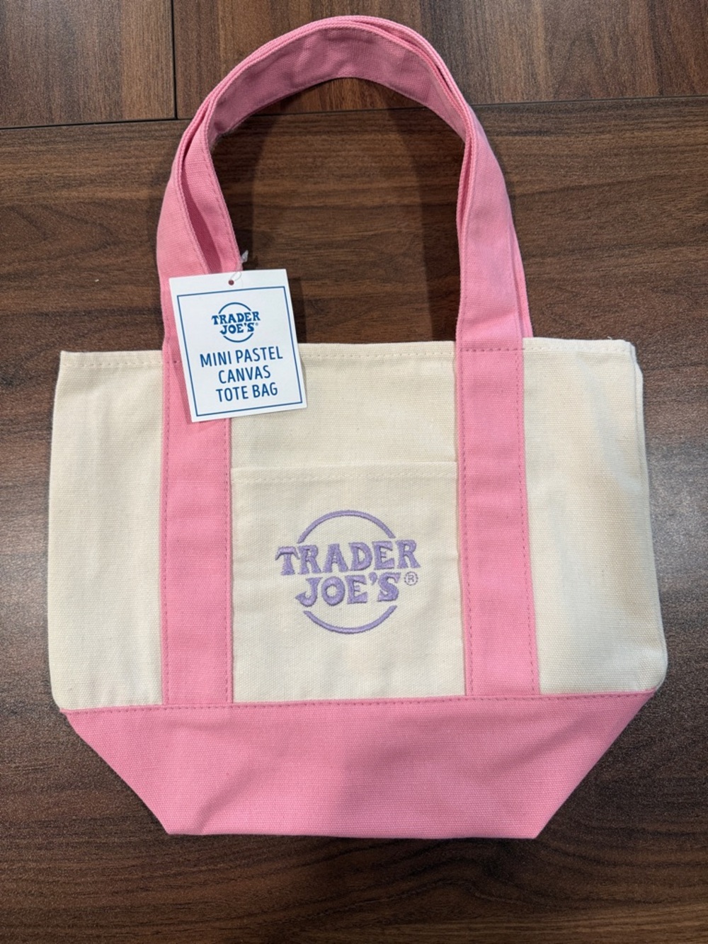 Pink & Cream Mini Canvas Tote